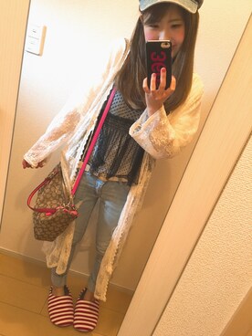 「chico_（チコ）のアイテム（キャミソール）」を使った、ちゃんなつ❥さん（レディース・153cm）の春コーディネート