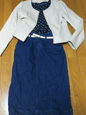 「カジュアルガーリー」｜「アイテム（ライダースジャケット）」を使った、ちゃんまりさん（レディース・157cm）の春コーディネート