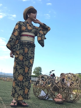 「帯」｜「アイテム（アクセサリー）」を使った、山田さん（レディース・148cm）の夏コーディネート