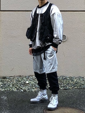 「シルバー」｜「アイテム（その他アウター）」を使った、AkirAさん（メンズ・162cm）の冬コーディネート