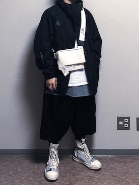 「NIKE ACG（ナイキエィシージー）のアイテム（ナイロンジャケット）」を使った、AkirAさん（メンズ・162cm）の春コーディネート