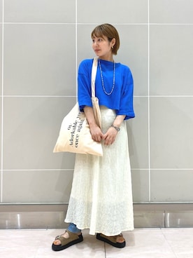 「短丈」｜「アイテム（ワンピース/ドレス）」を使った、momocoさん（レディース・155cm）の夏コーディネート