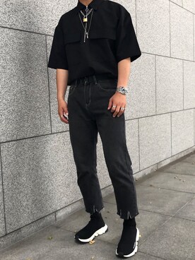 「Lazar（ラザル）のアイテム（トップス）」を使った、ゆーさん（メンズ・180cm）の夏コーディネート