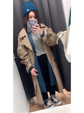 「Flugge（フラッジー）のアイテム（トレンチコート）」を使った、さいかさん（レディース・155cm）の冬コーディネート