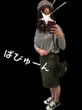 「サッチェルバッグ」｜「アイテム（ハンチング/ベレー帽）」を使った、さいかさん（レディース・155cm）の夏コーディネート