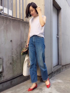 「アイテム（ミリタリージャケット）」を使った、ちーかまさんさん（レディース・168cm）の春コーディネート