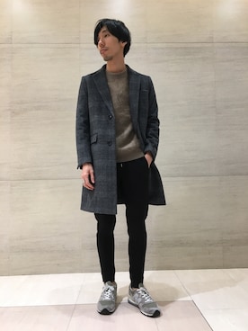「abahouse」｜「アイテム（チェスターコート）」を使った、むねのリーチさん（メンズ・174cm）の秋コーディネート