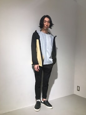 「GERRY（ジェリー）のアイテム（マウンテンパーカー）」を使った、むねのリーチさん（メンズ・174cm）の春コーディネート