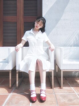 「white dress」｜Kyyyyyylinさん（レディース・162cm）の夏コーディネート