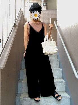 「copine（コピン）のアイテム（オールインワン・サロペット）」を使った、Ran®️Ran2🌵さん（レディース・156cm）の夏コーディネート