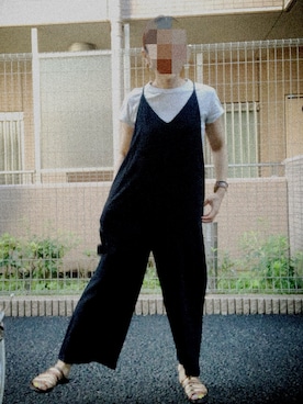 「copine（コピン）のアイテム（オールインワン・サロペット）」を使った、Ran®️Ran2🌵さん（レディース・156cm）の夏コーディネート