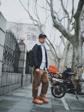 「ZARA（ザラ）のアイテム（ナイロンジャケット）」を使った、Sahara.Zさん（メンズ・170cm）の春コーディネート