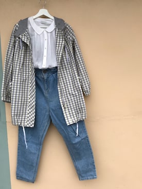 「Gozo（ゴソ）のアイテム（モッズコート）」を使った、Mei Ju Laiさん（レディース・160cm）の秋コーディネート