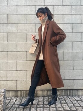 「ロングコート×スキニー」｜erikofjsrさん（レディース・168cm）の冬コーディネート