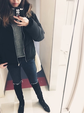 「H&M（エイチ・アンド・エム）のアイテム（ブルゾン）」を使った、Eさん（レディース・171cm）の秋コーディネート