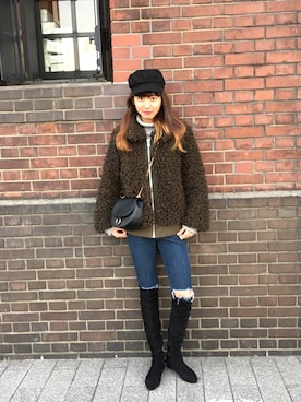 「H&M（エイチ・アンド・エム）のアイテム（ダッフルコート）」を使った、Eさん（レディース・171cm）の冬コーディネート