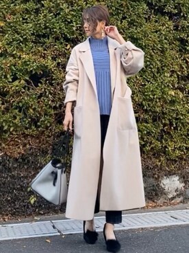 「rectangle（レクタングル）のアイテム（チェスターコート）」を使った、shiruju.kさん（レディース・156cm）の冬コーディネート