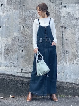 「and it_（アンドイット）のアイテム（サロペット/オーバーオール）」を使った、shiruju.kさん（レディース・156cm）の冬コーディネート