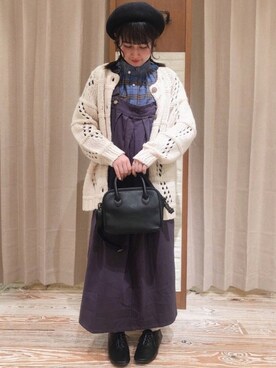 「チェック柄に恋してる」｜「アイテム（ジャンパースカート）」を使った、なぁさん（レディース・153cm）の秋コーディネート