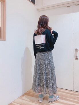 「Samansa Mos2 blue（サマンサモスモスブルー）のアイテム（スカート）」を使った、miki.mさん（レディース・165cm・30代）の春コーディネート