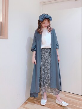 「Samansa Mos2 blue」｜「アイテム（シャツワンピース）」を使った、miki.mさん（レディース・165cm）の春コーディネート