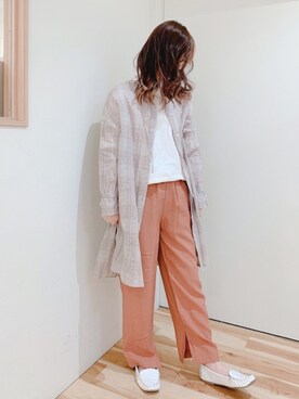「Samansa Mos2 blue（サマンサモスモスブルー）のアイテム（パンツ、オレンジ系）」を使った、miki.mさん（レディース・165cm）の春コーディネート