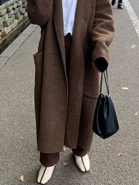 「秋のカフェオレコーデ」｜「アイテム（チェスターコート）」を使った、なまけものさん（レディース・155cm）の秋コーディネート