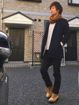「SHIPS（シップス）のアイテム（チェスターコート）」を使った、Ryu--taさん（メンズ・183cm）の冬コーディネート