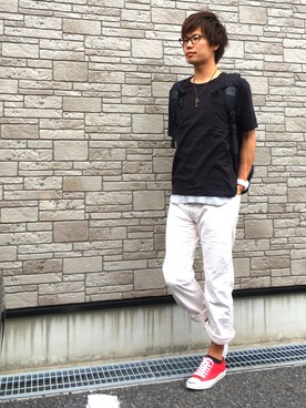 「アイテム（ネックレス、ブラウン系）」を使った、Ryu--taさん（メンズ・183cm）の春コーディネート