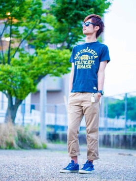 「STUDIOUS SELECT（ステュディオスセレクト）のアイテム（シューズ）」を使った、Ryu--taさん（メンズ・183cm）の夏コーディネート