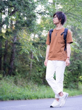 「アイテム（ネックレス、ブラウン系）」を使った、Ryu--taさん（メンズ・183cm）の夏コーディネート
