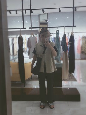 「都是某宝上买的呦のアイテム（ベスト、ベージュ系）」を使った、想想jacksonさん（レディース）の夏コーディネート