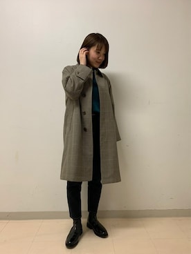 「orcival」｜「アイテム（ステンカラーコート）」を使った、音成さん（レディース・158cm）の秋コーディネート