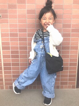 「WILD THINGS（ワイルドシングス）のアイテム（バッグ）」を使った、coccoさん（キッズ・90cm）の冬コーディネート