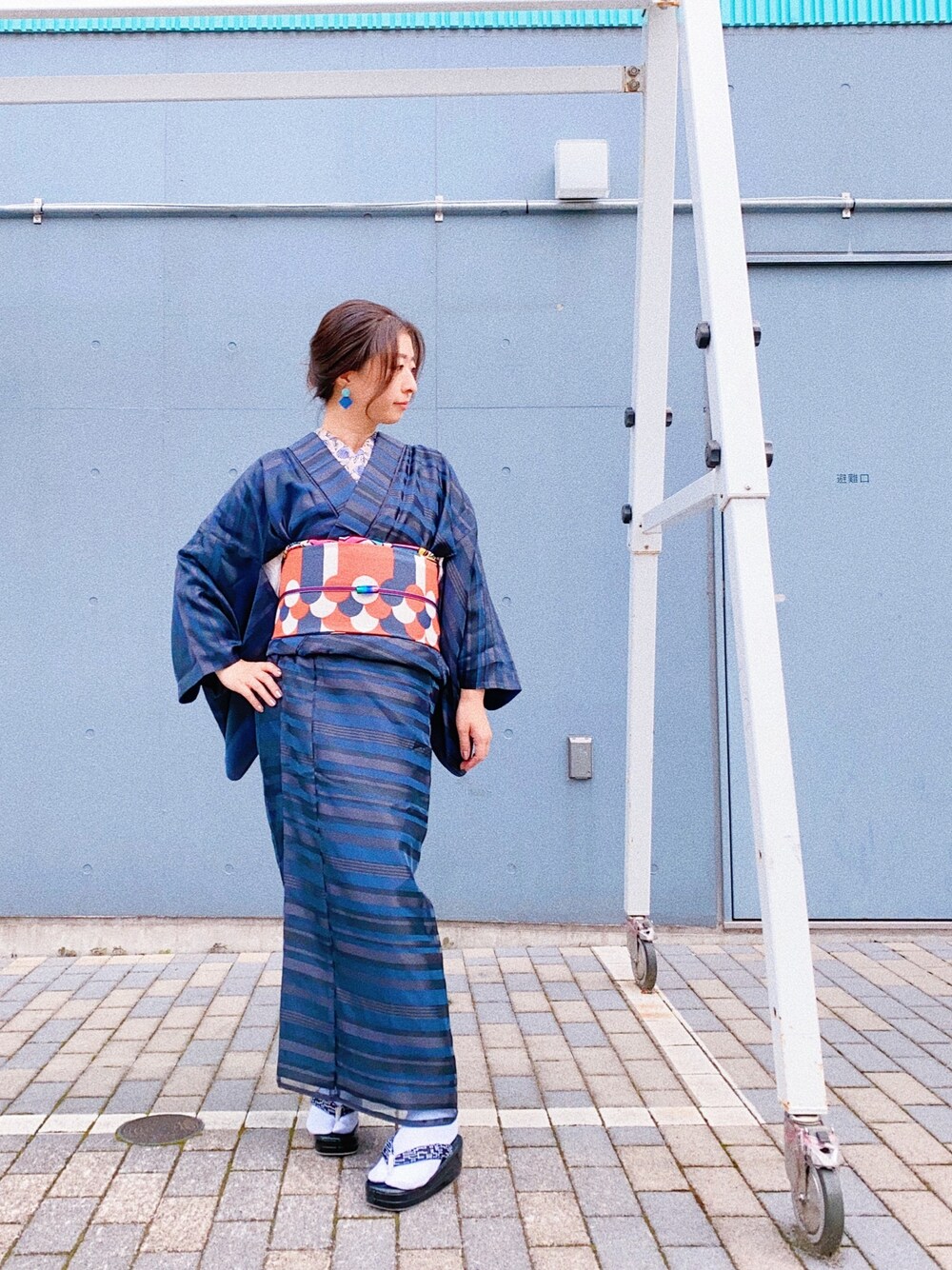 「着物、和服、和装」｜「agrisのアイテム（着物、ブルー系）」を使った、Lynnさん（レディース・161cm）の秋コーディネートの1枚目の写真