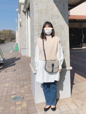 「ショッピング」｜「アイテム（バレエシューズ）」を使った、Makさん（レディース・158cm）の冬コーディネート