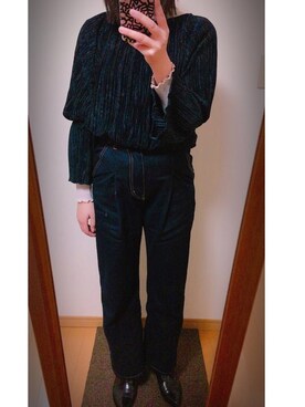 「プリーツ」｜「アイテム（ブーティ）」を使った、さとうさん（レディース・159cm）の冬コーディネート