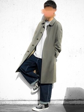 「アイラブCONVERSE」｜「アイテム（ステンカラーコート）」を使った、あっ君さん（メンズ・178cm）の冬コーディネート