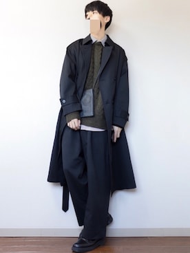 「MONO-MART（モノマート）のオーバーサイズアラン編みクルーネックケーブルニットセーター（ニット/セーター）」を使った、あっ君さん（メンズ・178cm）の秋コーディネート