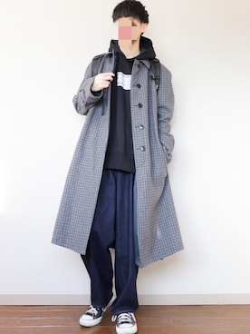 「アイテム（ステンカラーコート）」を使った、あっ君さん（メンズ・178cm・20代）の冬コーディネート