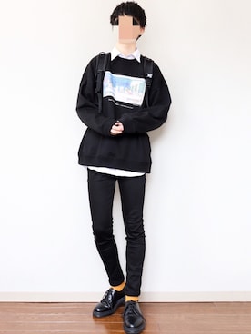 「Dr. Martens（ドクターマーチン）の［UNISEX/ユニセックス］Dr.Martens ドクターマーチン 3EYE GIBSON 1461 MONO 3ホール ギブソン シューズ（ドレスシューズ）」を使った、あっ君さん（メンズ・178cm）の冬コーディネート