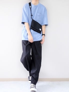 「LEVENDIS（レベンディス）のアイテム（バッグ）」を使った、あっ君さん（メンズ・178cm）の夏コーディネート