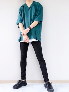 「Dr. Martens（ドクターマーチン）の［UNISEX/ユニセックス］Dr.Martens ドクターマーチン 3EYE GIBSON 1461 MONO 3ホール ギブソン シューズ（ドレスシューズ）」を使った、あっ君さん（メンズ・178cm）の夏コーディネート