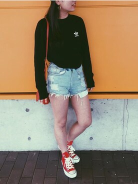 「OLD NAVY（オールドネイビー）のアイテム（バッグ）」を使った、NARUMI さん（レディース・154cm）の秋コーディネート