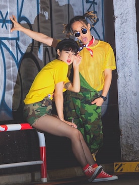 「網タイツ」｜「アイテム（キャスケット）」を使った、KANATAさん（レディース・168cm）の冬コーディネート