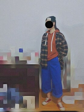 「blue」｜「アイテム（チノパンツ）」を使った、syueさん（レディース・162cm）の春コーディネート