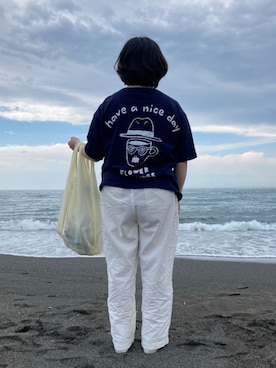 「グッズTシャツ」｜38さん（レディース・154cm）の夏コーディネート