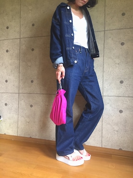「701」｜「アイテム（ジャケット/アウター）」を使った、リーバイス STAFF WOMENさん（レディース・151cm）の夏コーディネート