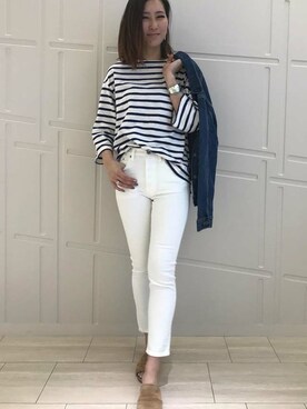 「マリン」｜「アイテム（デニムジャケット）」を使った、リーバイス STAFF WOMENさん（レディース・168cm）の夏コーディネート