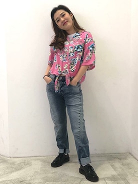 「レーヨンシャツ」｜リーバイス STAFF WOMENさん（レディース・155cm）の春コーディネート